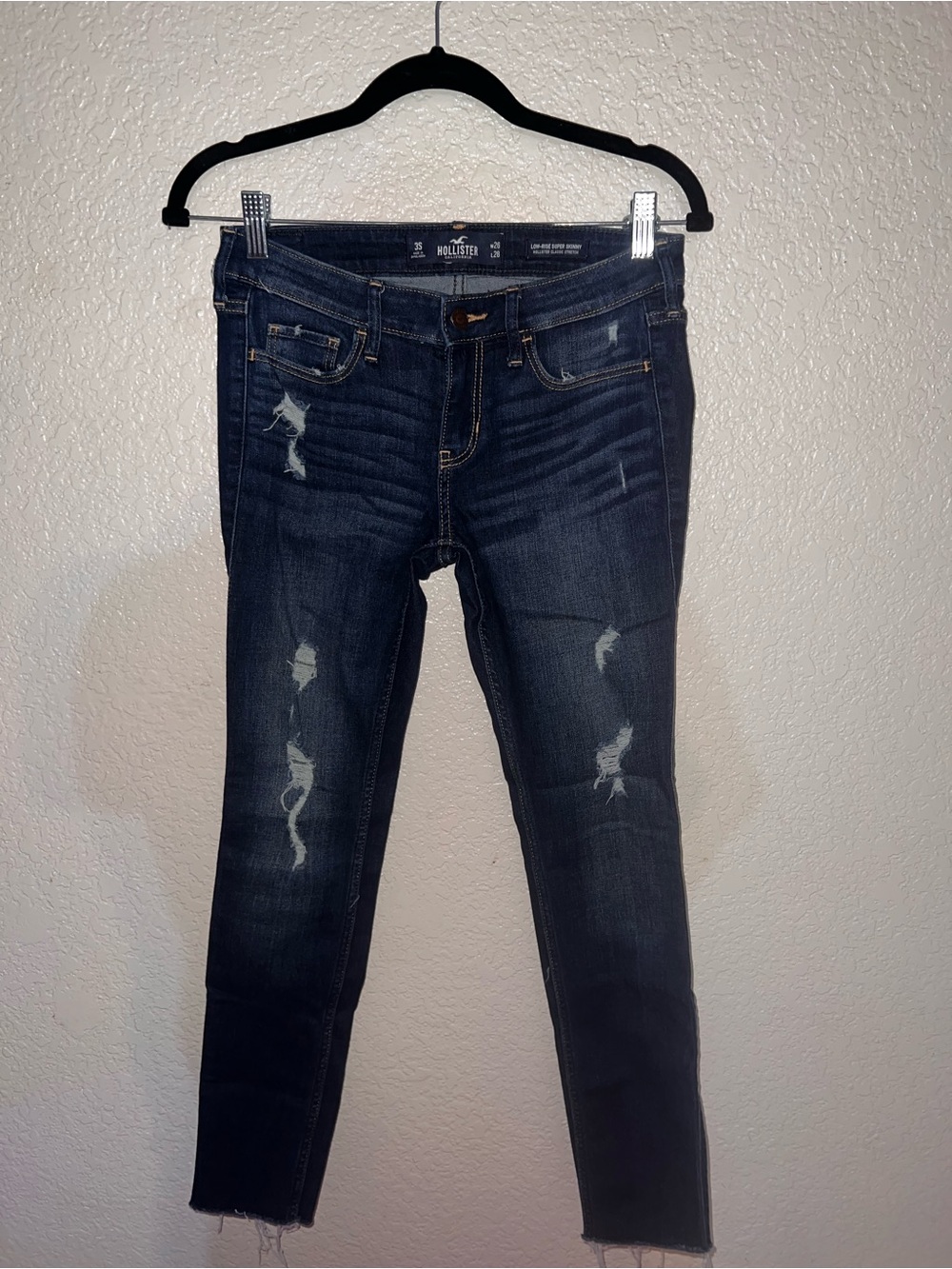 Hollister Dark Indigo Distressed Skinny Jeans